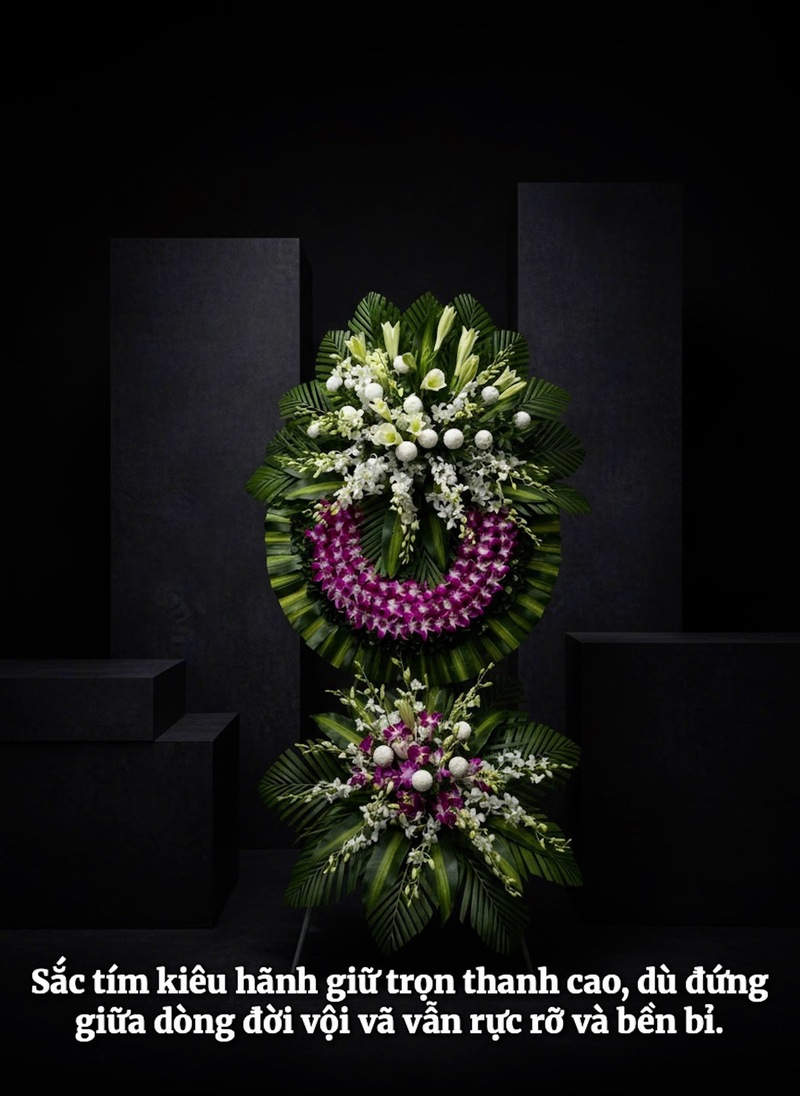 Kệ Hoa Kính Viếng Vòng Cúc Tím